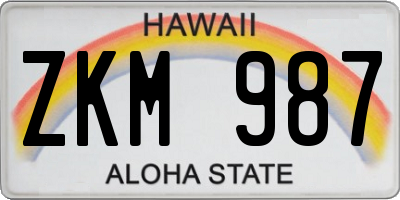 HI license plate ZKM987