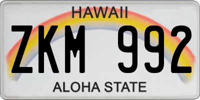 HI license plate ZKM992