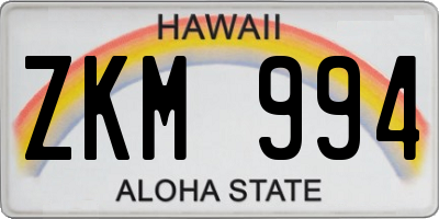 HI license plate ZKM994