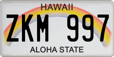 HI license plate ZKM997