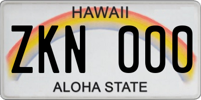 HI license plate ZKN000