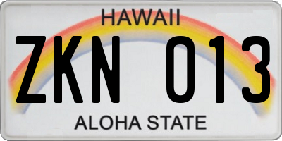 HI license plate ZKN013