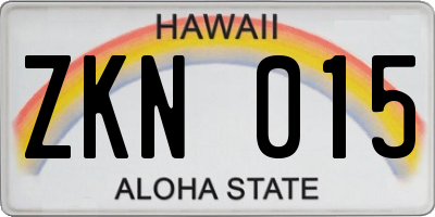 HI license plate ZKN015