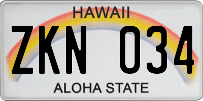 HI license plate ZKN034