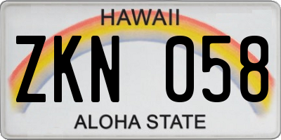 HI license plate ZKN058