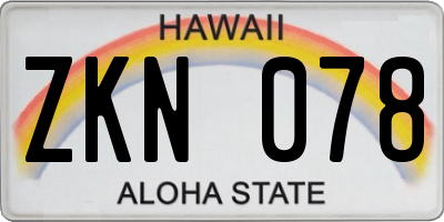 HI license plate ZKN078