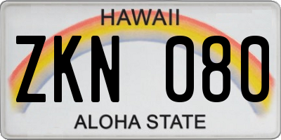 HI license plate ZKN080