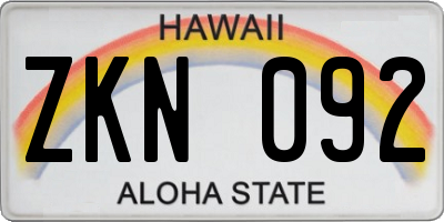 HI license plate ZKN092