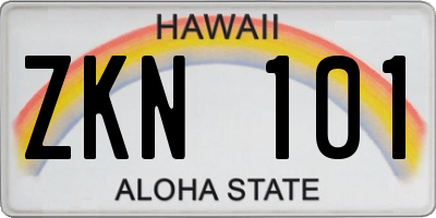 HI license plate ZKN101