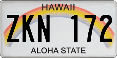 HI license plate ZKN172