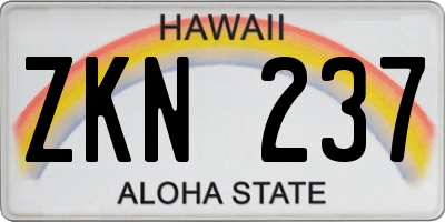 HI license plate ZKN237