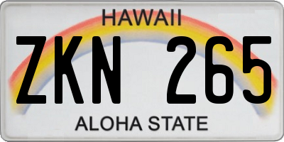 HI license plate ZKN265