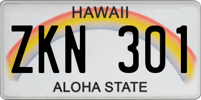HI license plate ZKN301