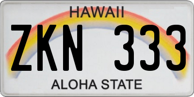 HI license plate ZKN333