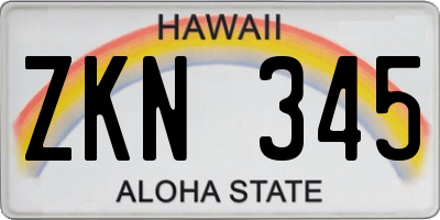 HI license plate ZKN345