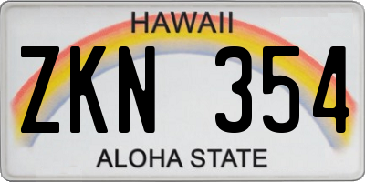 HI license plate ZKN354