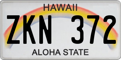 HI license plate ZKN372