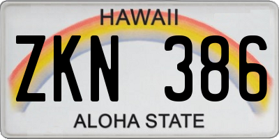 HI license plate ZKN386