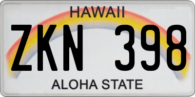 HI license plate ZKN398