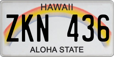 HI license plate ZKN436