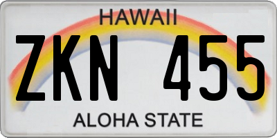 HI license plate ZKN455