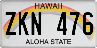 HI license plate ZKN476