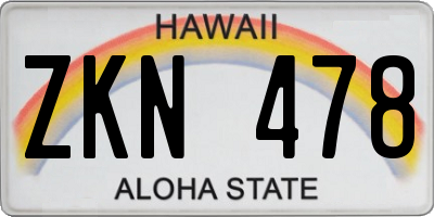 HI license plate ZKN478