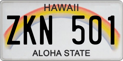 HI license plate ZKN501