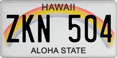 HI license plate ZKN504