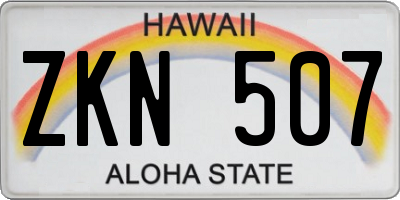 HI license plate ZKN507