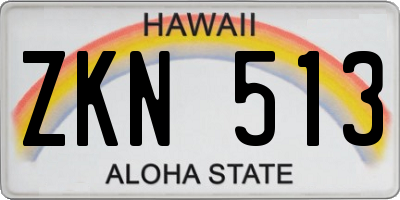 HI license plate ZKN513
