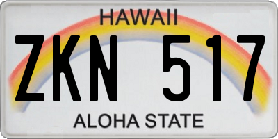 HI license plate ZKN517