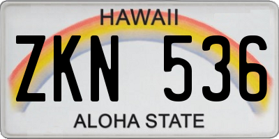 HI license plate ZKN536