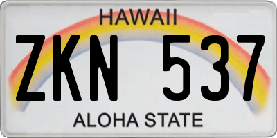 HI license plate ZKN537