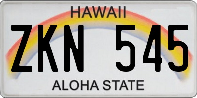 HI license plate ZKN545
