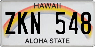 HI license plate ZKN548