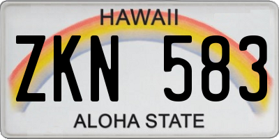 HI license plate ZKN583