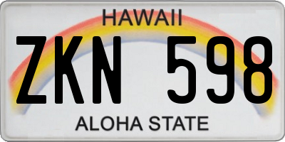 HI license plate ZKN598