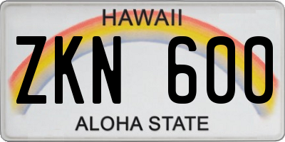 HI license plate ZKN600