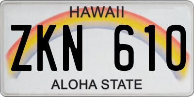HI license plate ZKN610