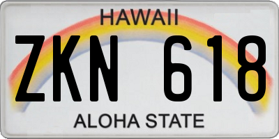 HI license plate ZKN618