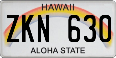 HI license plate ZKN630