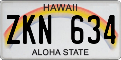 HI license plate ZKN634