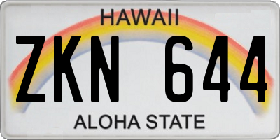 HI license plate ZKN644
