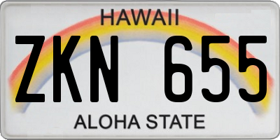 HI license plate ZKN655