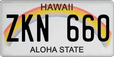 HI license plate ZKN660