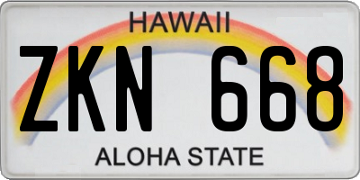 HI license plate ZKN668