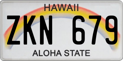 HI license plate ZKN679