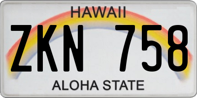 HI license plate ZKN758