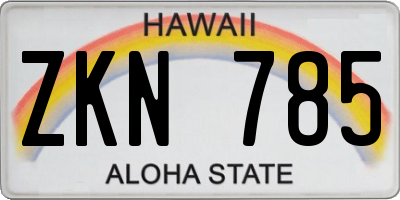 HI license plate ZKN785